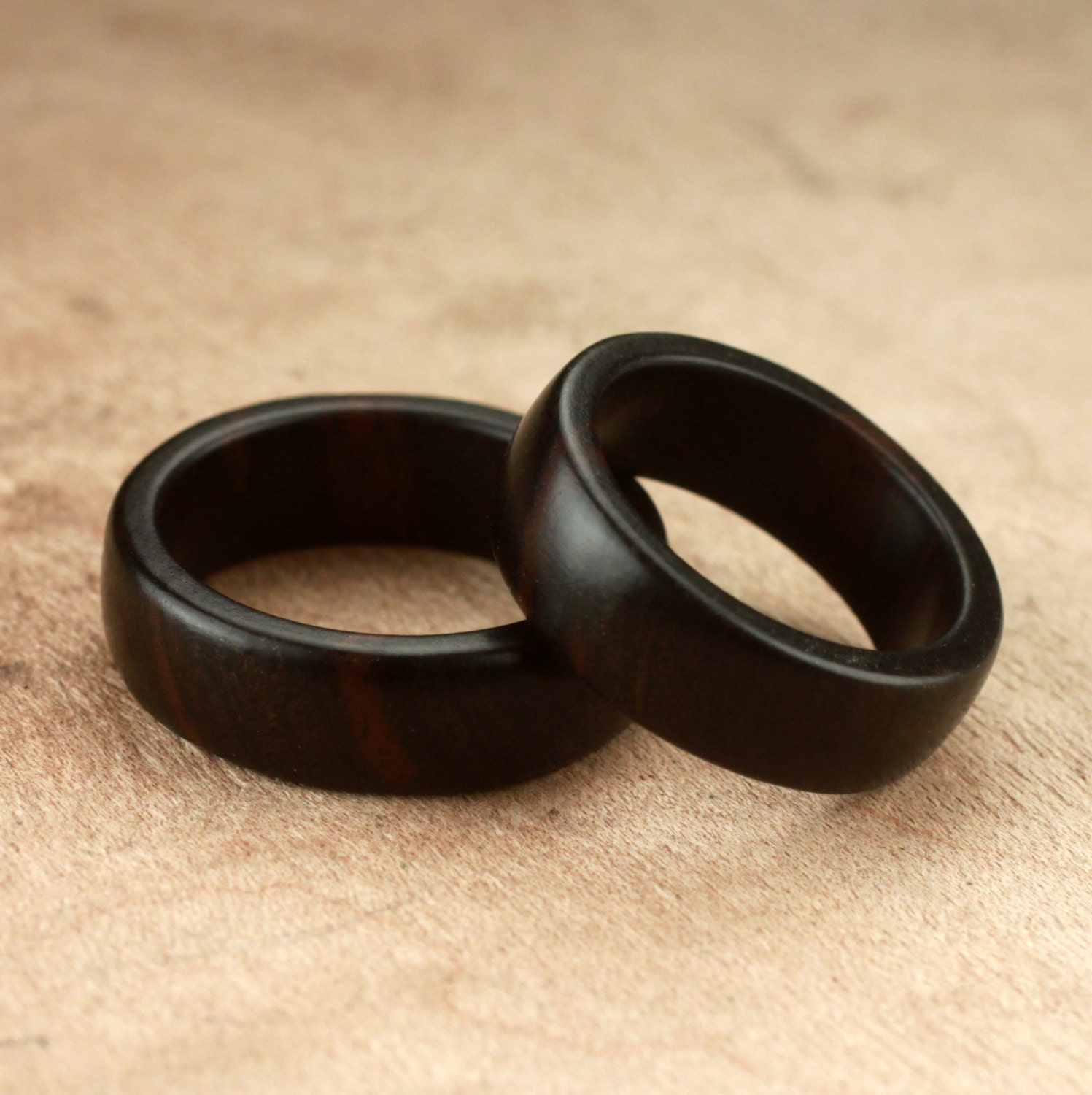 Custom Matching Ebony Wood Rings