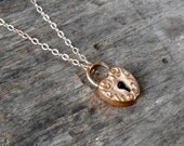Victorian Heart Padlock. Charm Necklace. Antique.
