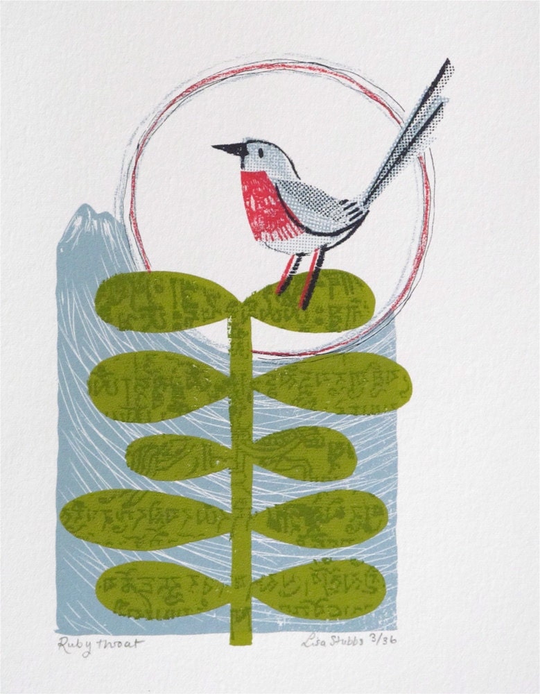Ruby Throat ( in Nepal ) original screen print