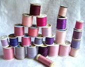 25 Spools of Thread - various shades of pink and purple