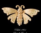 Vintage Ledo Rhinestone Butterfly Figural Pin 1961