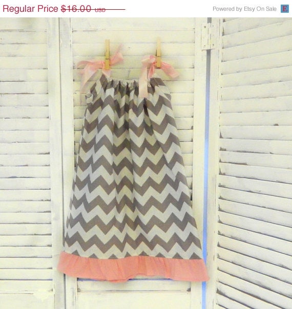 SALE Gray & Pink Chevron Dress- newborn - 3T - ready to mail