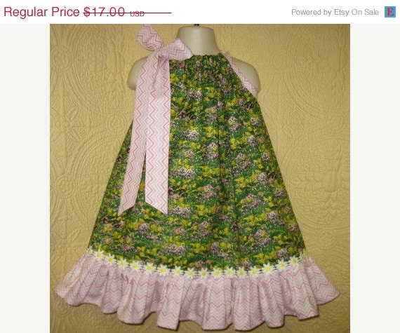 ON SALE Size Fits 3T to 4T Girls Field of Flowers Boutique Pillowcase Dress