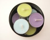 6 Unscented Tea Lights/ Green, Blue and Purple Combo