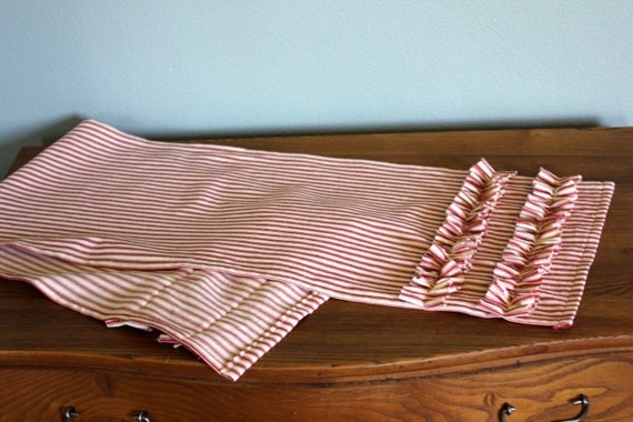 Farmhouse Ticking Stripe 48" Table Runner - Table Linens - You Choose the Color