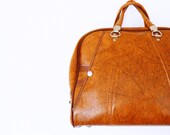 Caramel Vintage Overnighter/Vintage Carry On Bag/Retro Weekender