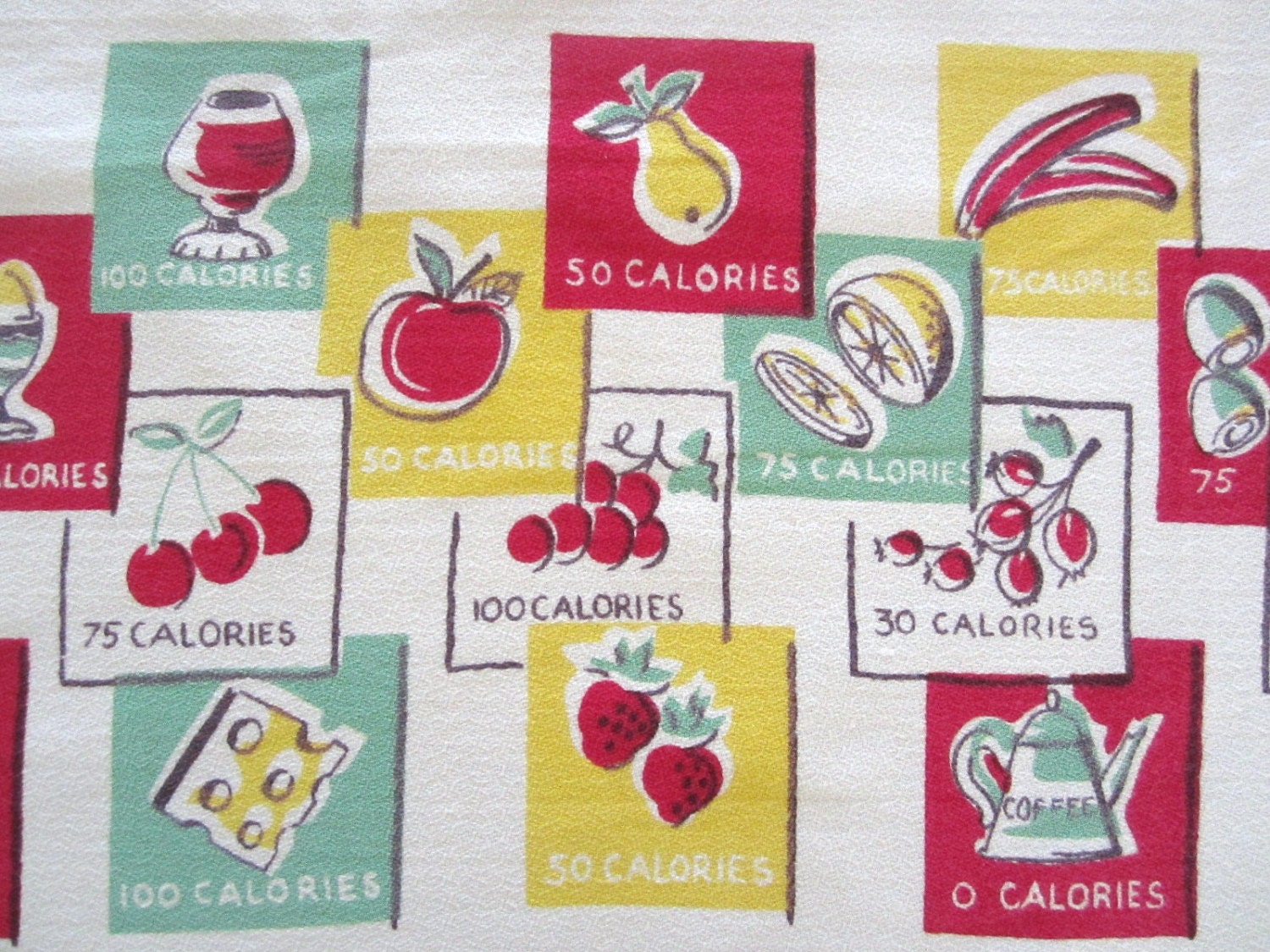 Vintage Calorie Tablecloth Eames Era