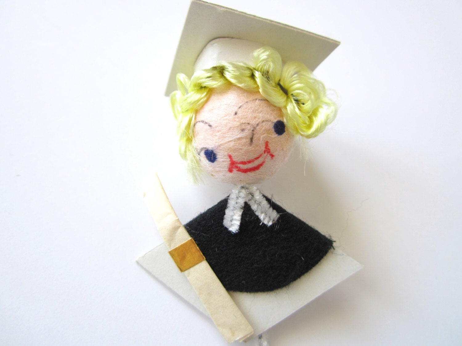 Vintage Pick Spun Cotton Graduate Doll Head
