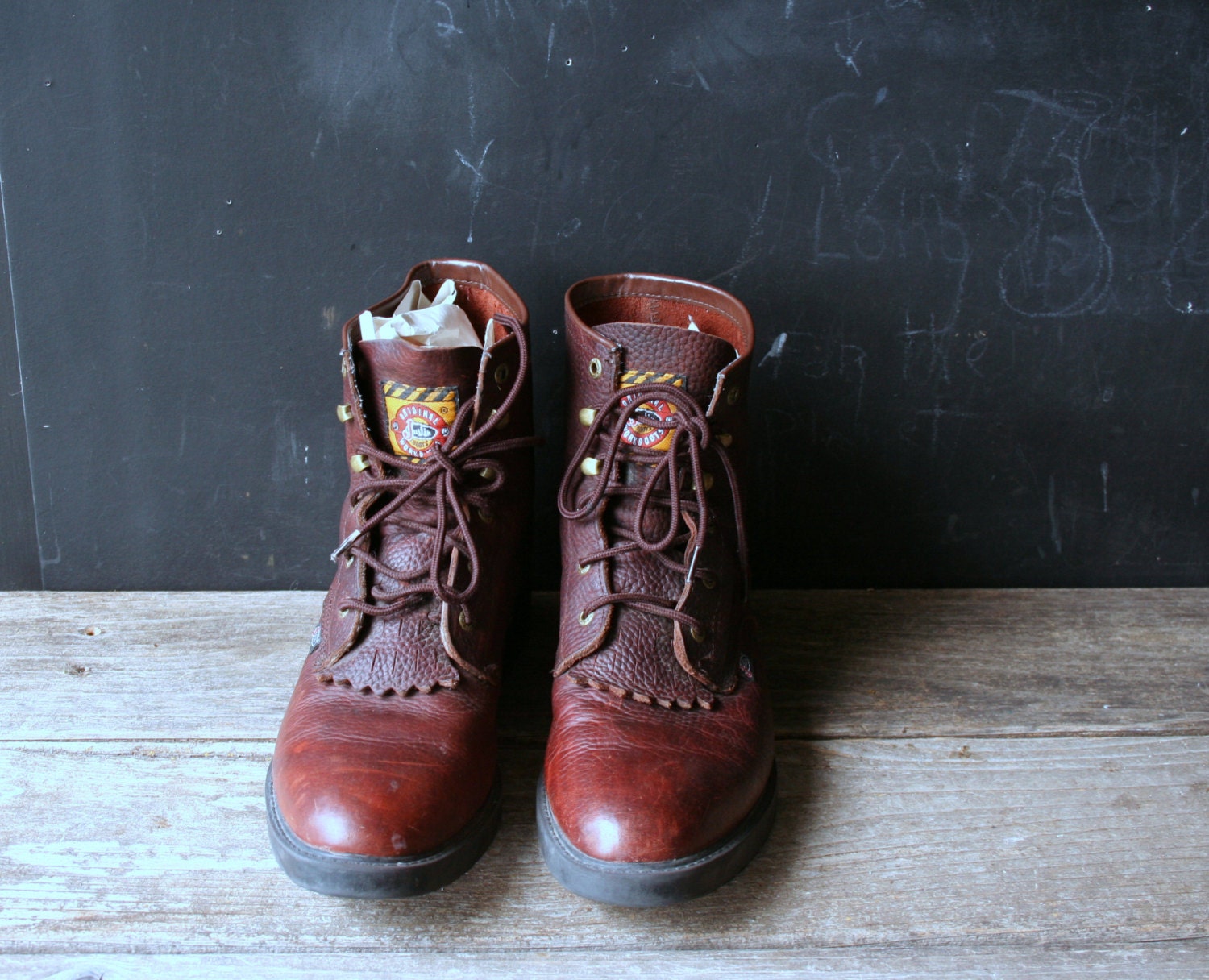 Vintage Boots Justin Ropers Leather Hike Camp Work Unisex 8 Women From Nowvintage on Etsy