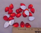 Red flat-backed pear-shaped sew-on gems