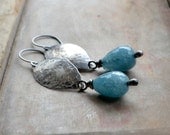 Sterling silver earrings, hemimorphite drop beads, rustic  earrings, water drops - Tears of Angels