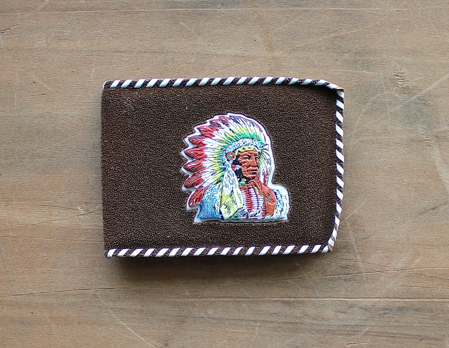They Made a Trip to Texas - Vintage Western Wallet - Souvenir - Western - Southwestern - Native American - Brown