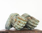 Double Fisted - Vintage Hand Wall Sconces - Candle Holders - Patina - Gold - Hands - Home Decor