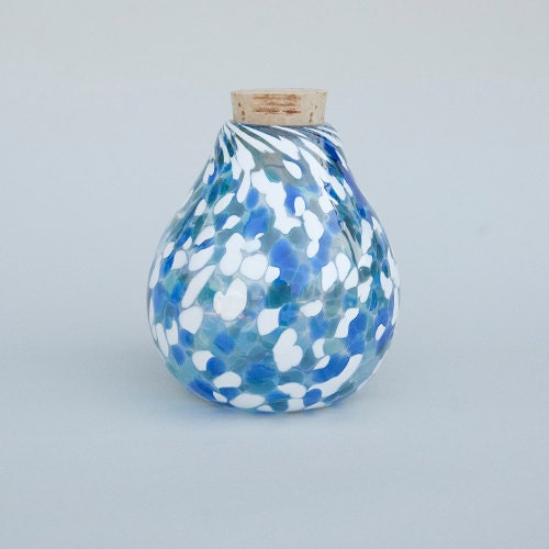 Speckled Jar - Blue and White - Handblown Glass - Colorful and Fun