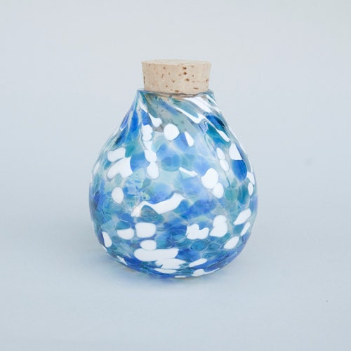 Speckled Jar - Blue and White - Handblown Glass - Colorful and Fun