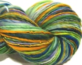 Handspun Yarn All On A Summer's Day 222 yds Skinny Singles yarn hand dyed merino wool waldorf doll hair knitting supplies