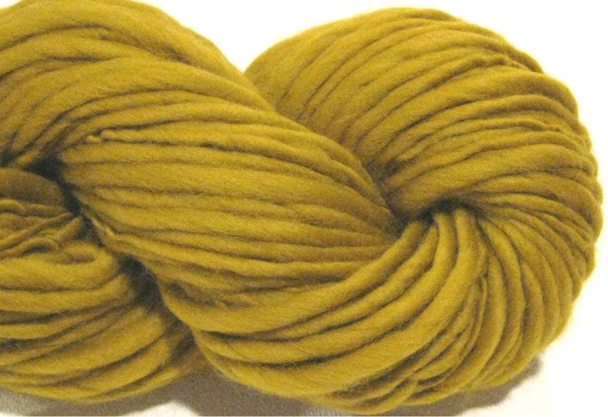 Handspun Yarn Solid Dijon 90 yds gold dijon mustard hand dyed merino wool waldorf doll hair knitting supplies