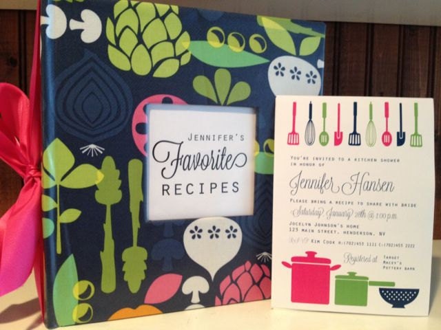 Recipe Shower Package: Recipe Album and Printable Shower Invitation and Recipe Card, pick your fabric and colors