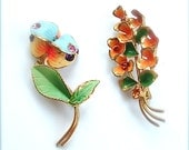 Flower Brooch Enamel Rhinestone Jewelry Lot Spring Fashion Two, FREE US SHIPPING