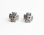 Silver Filigree Cross Dot Studs