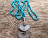 Half Moons Nomad Necklace with Sleeping Beauty turquoise