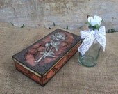 Vintage - Shabby Victorian Roses Tin - Box - Repurpose Planter - French Cottage Decor - CHIC n PINK