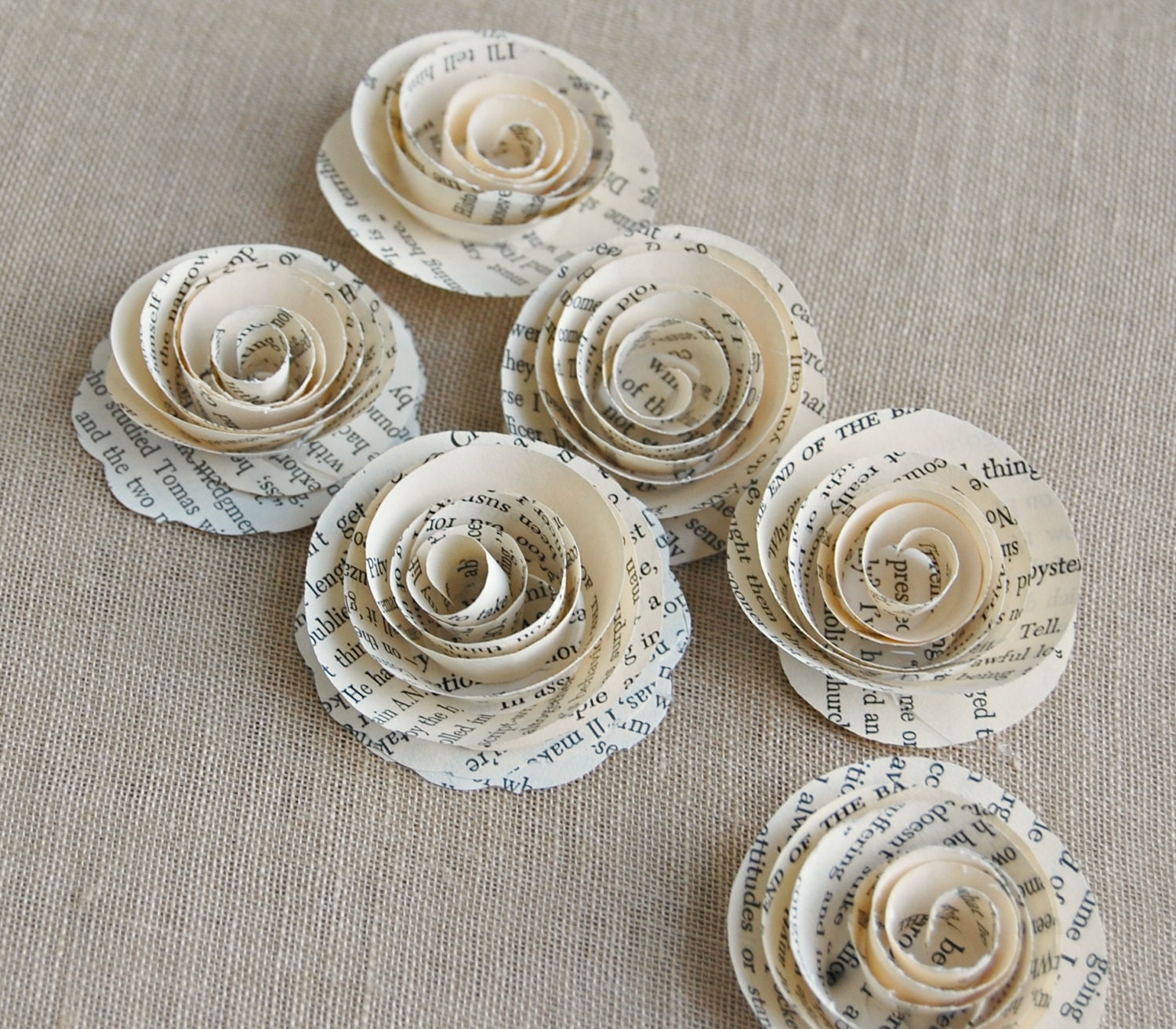 6 - Paper Roses // Vintage Book page Roses // Vintage Wedding