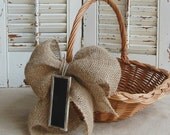 Vintage  Basket Rustic Wedding  Farmhouse Decor Burlap Rose
