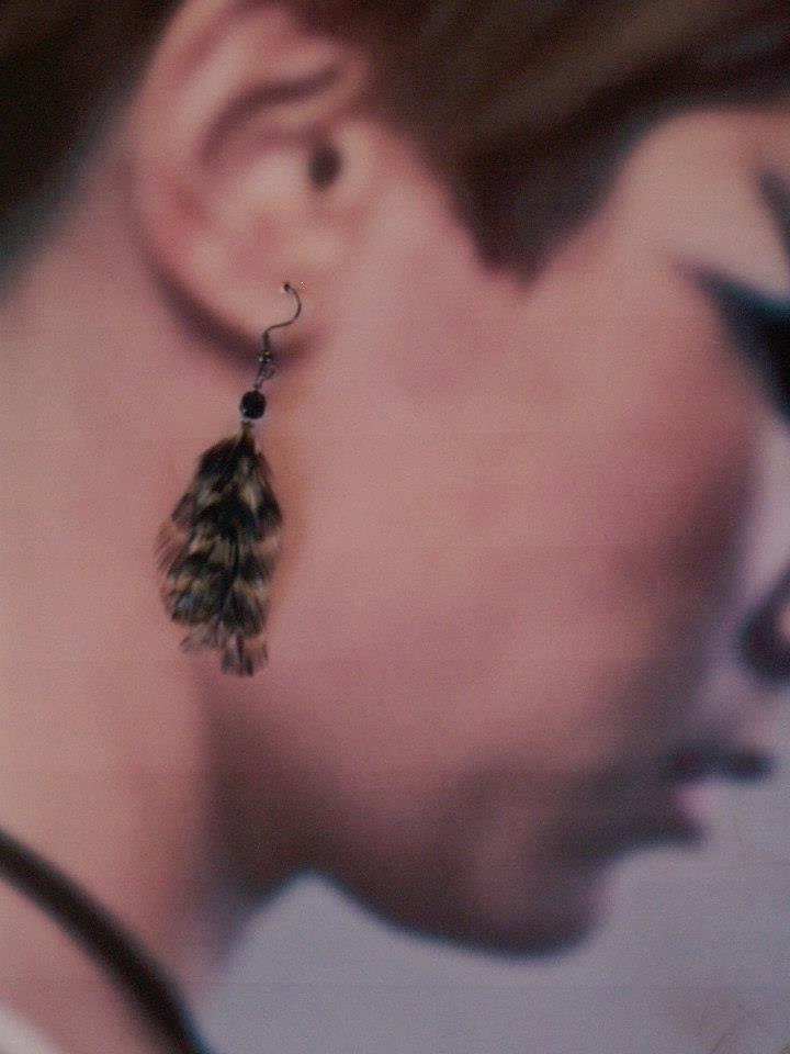 White and Black Feather Earrings