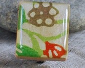 Flower Garden Abstract Floral Handmade Scrabble Tile Art Brooch Pin Jewelry