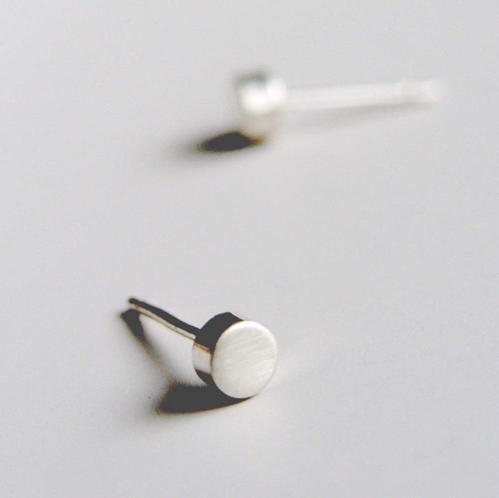 Stud Earrings Sterling Silver Small Spots Circle Post Earrings