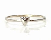 Heart Ring, 14k White Gold Stacking Ring - Heart Ring available in 14k White Gold, 14k Rose Gold, or 14k Yellow Gold