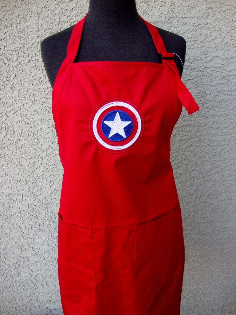 Embroidered Personalized Chef Kitchen Apron with Captain America