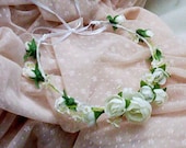 Savannah - Shabby Chic Wedding hair Accessories Bridal headpiece silk flower Crown Cream white ranunculus Coachella headwreath headband
