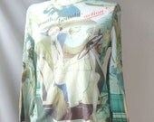 Vintage 80s Shirt, YOUTH / BEAUTY / ACTION ,  Illustrated  Long Sleeve