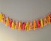 Tasseled Garland - Be Bright - Coral Yellow and Orange Tassels - 16 Tassels Il_170x135