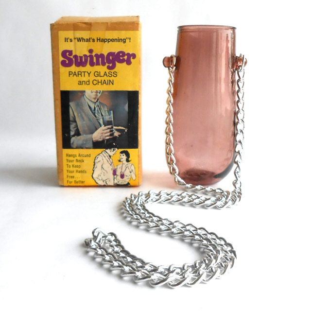Funny Vintage Swinger Party Glass and Chain