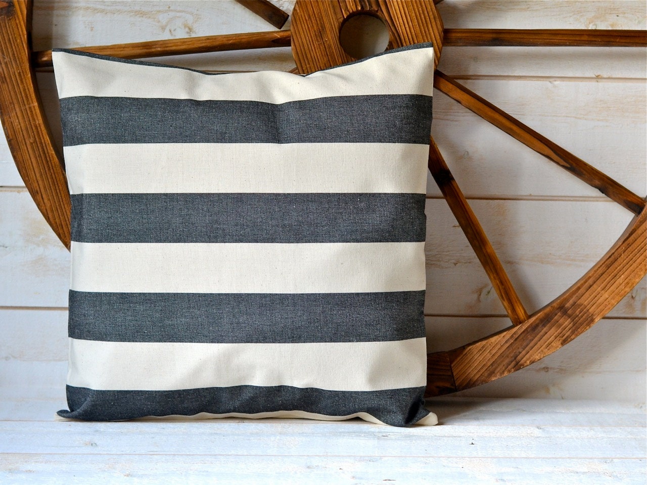 BLACK  Striped pillow cover stripe home decor pillow 16" x 16" Eco friendly Gift Under 50 / beige home