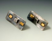 Skyscrapers, sterling silver and gold post earrings, handcrafted artisan jewelry by jewelrybyfrancine on etsy