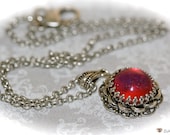 Red Fire Opal Necklace. Dragon's Breath. Deco. Noveau