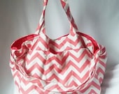 Weekend Sale - Monogrammed Chevron diaper bag - Coral zig zag medium weekender -Made to Order