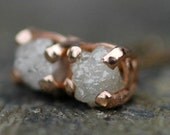 Rough Diamonds in Recycled 14k Rose Gold Earrings