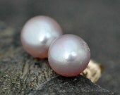 Pink Pearl and 14k Yellow Gold Earrings