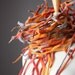 Felted scarf wool Orange earthy  Fish net for Spring , Roots and branches scarf