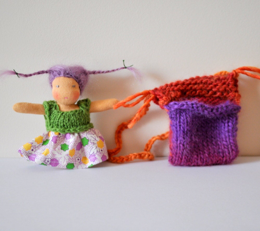 Cosy Pocket Waldorf Doll With Sleeping Pouch/Necklace- 3.5"
