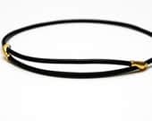 Self Embracing Black Leather Choker Necklace With Gold Hands
