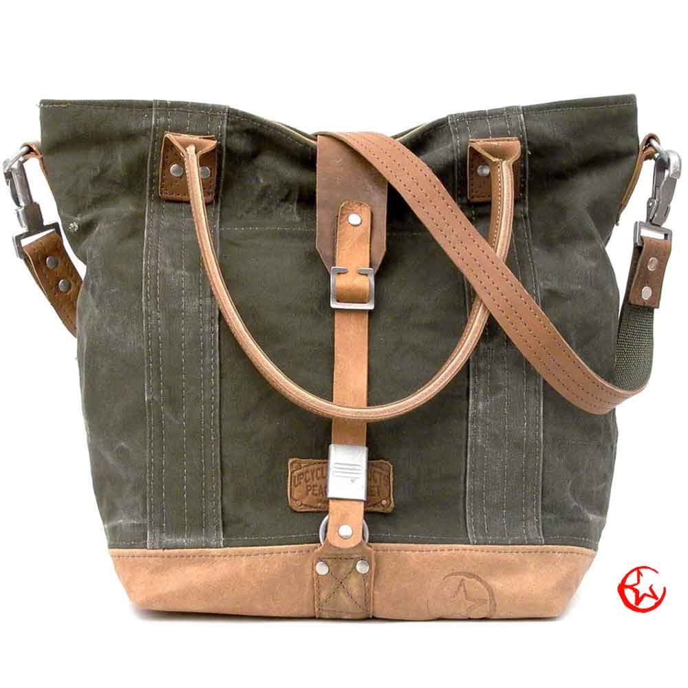 Canvas Shoulder Tote // Upcycled and Handmade by peace4you - Model leo-2152