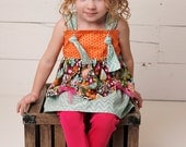 Boutique Scalloped Knot Top-Full Bloom Collection-Bright Colors-Sizes NB, 0-3m, 3-6m, 6-12 mo, 12-18 mo, 2T 3T 4T 5 6 7 8