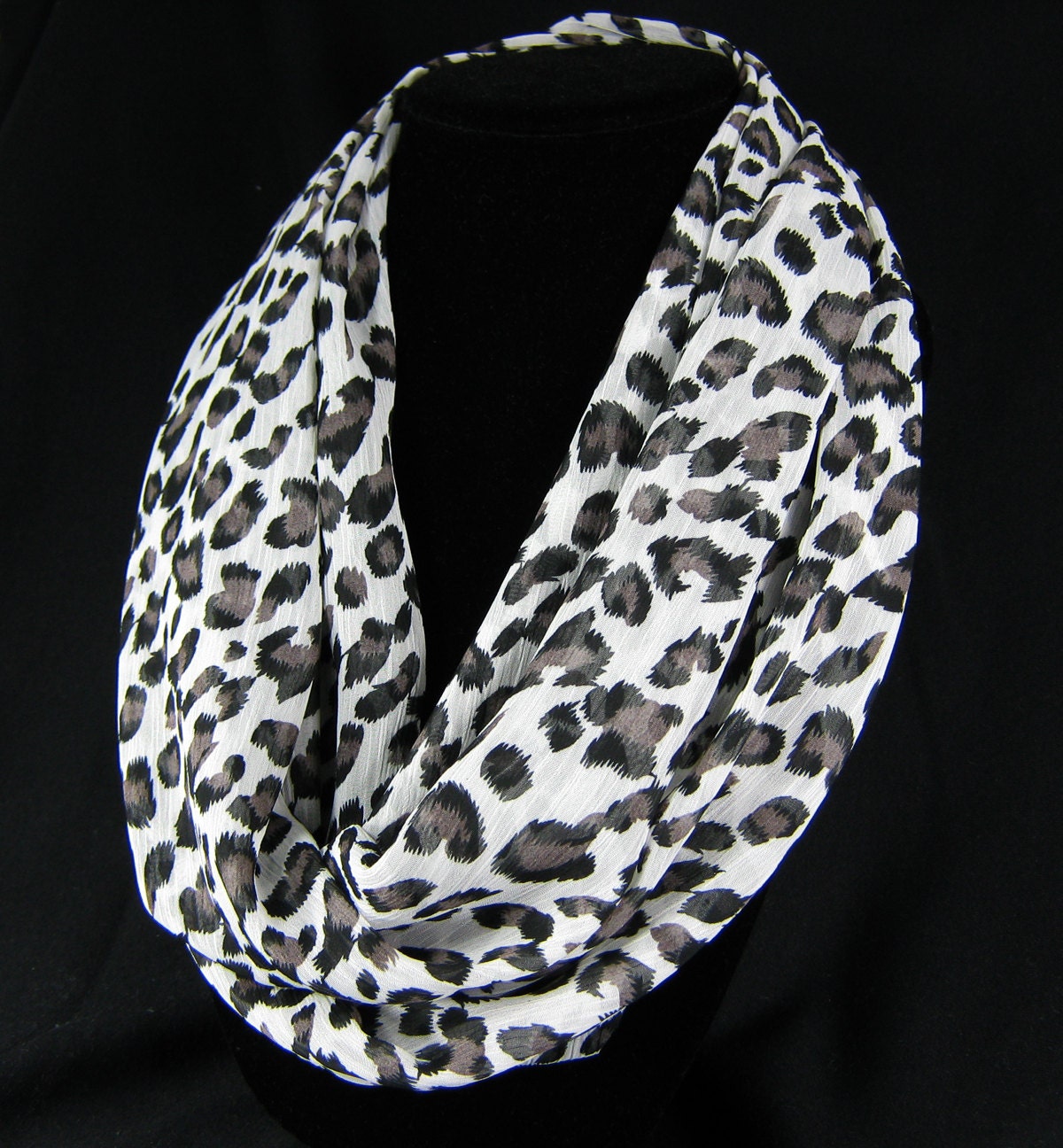 Chiffon Infinity Scarf - Black and White