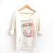 CMYK Owls Hand STENCILED Deep Scoop Neck Heather Sweatshirt in Heather Cream - S M L XL